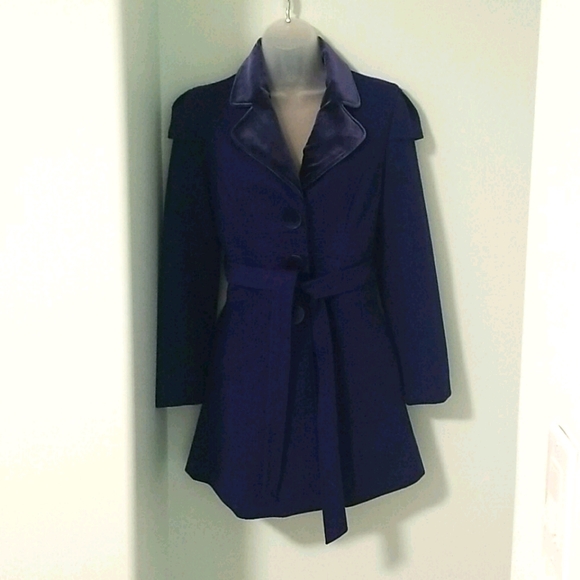 Purple velvet & wool dress coat sz 6 - Picture 1 of 5